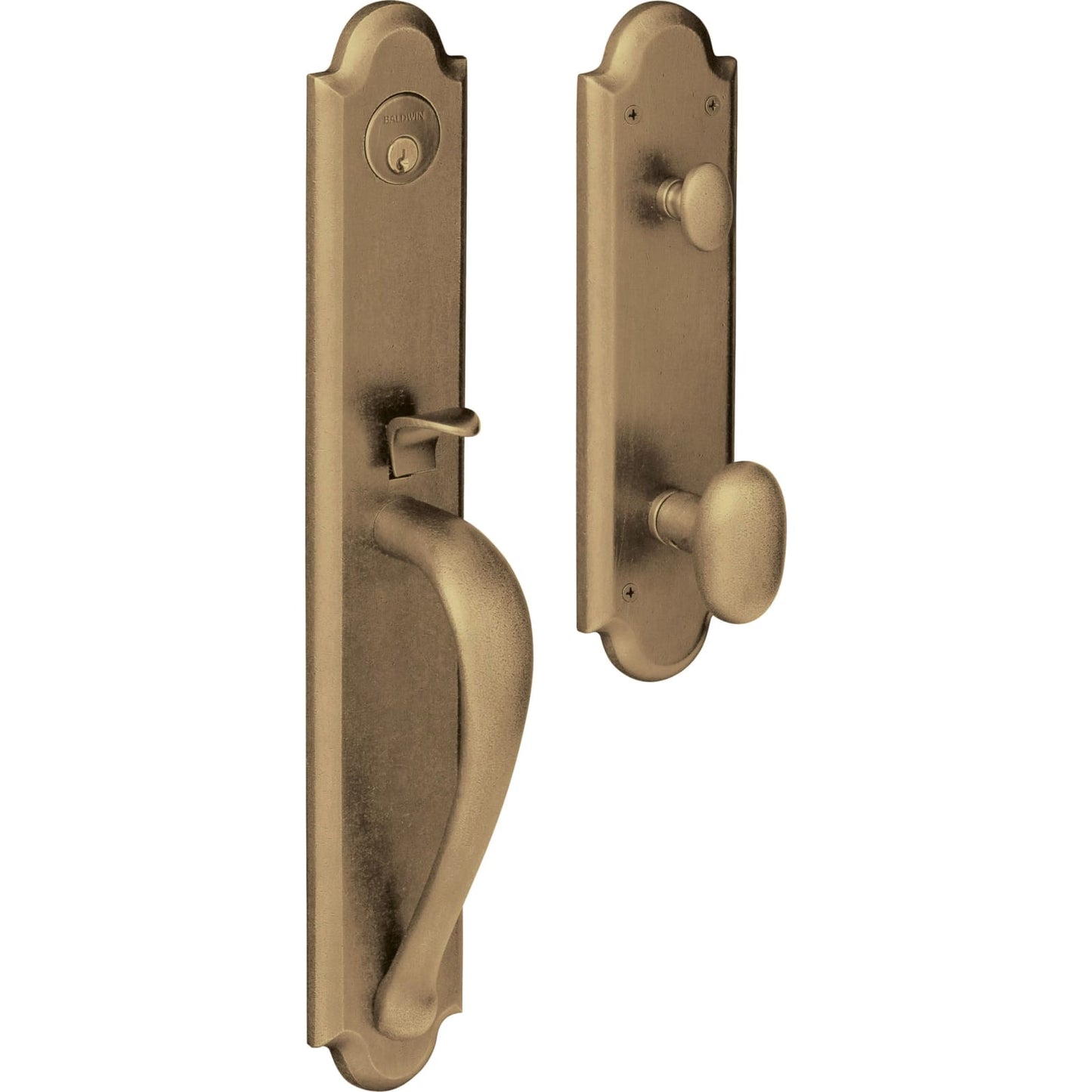 6402 Boulder Full Escutcheon Handleset with Knob in Satin Brass & Black