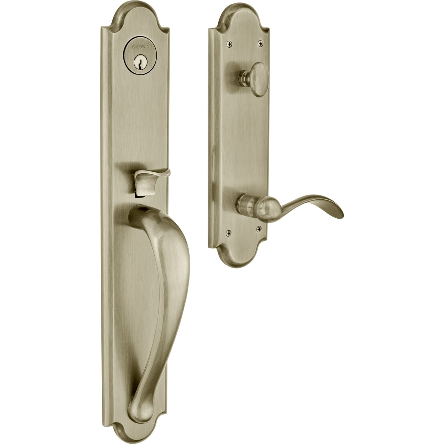 6402 Boulder Full Escutcheon Handleset with Lever in Satin Brass & Black