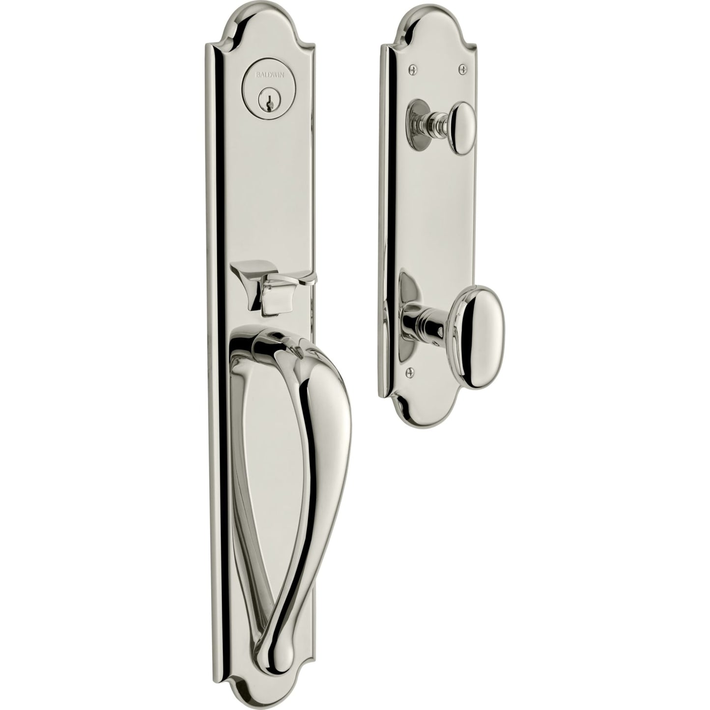 6402 Boulder Full Escutcheon Handleset with Knob in Lifetime (PVD) Polished Nickel