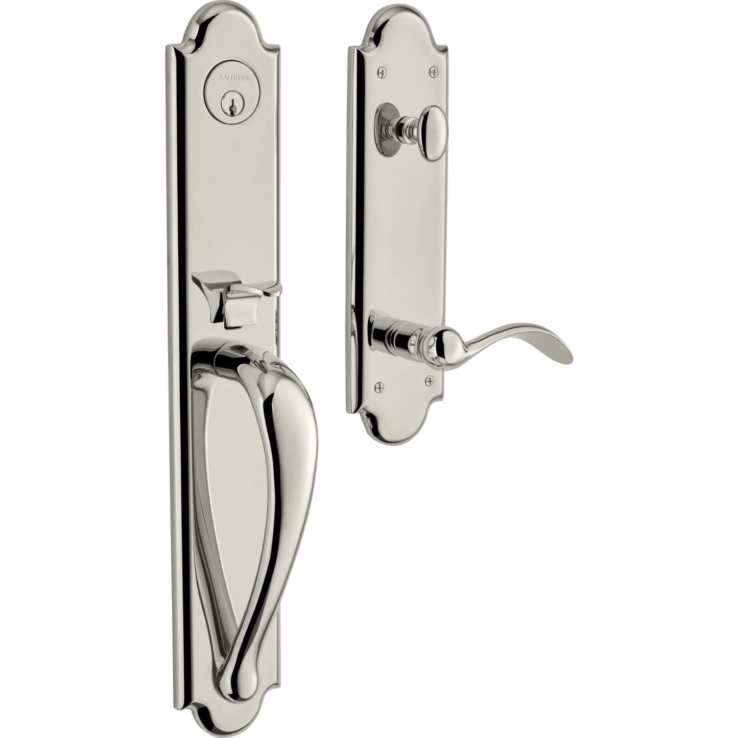 6402 Boulder Full Escutcheon Handleset with Lever in Lifetime (PVD) Polished Nickel