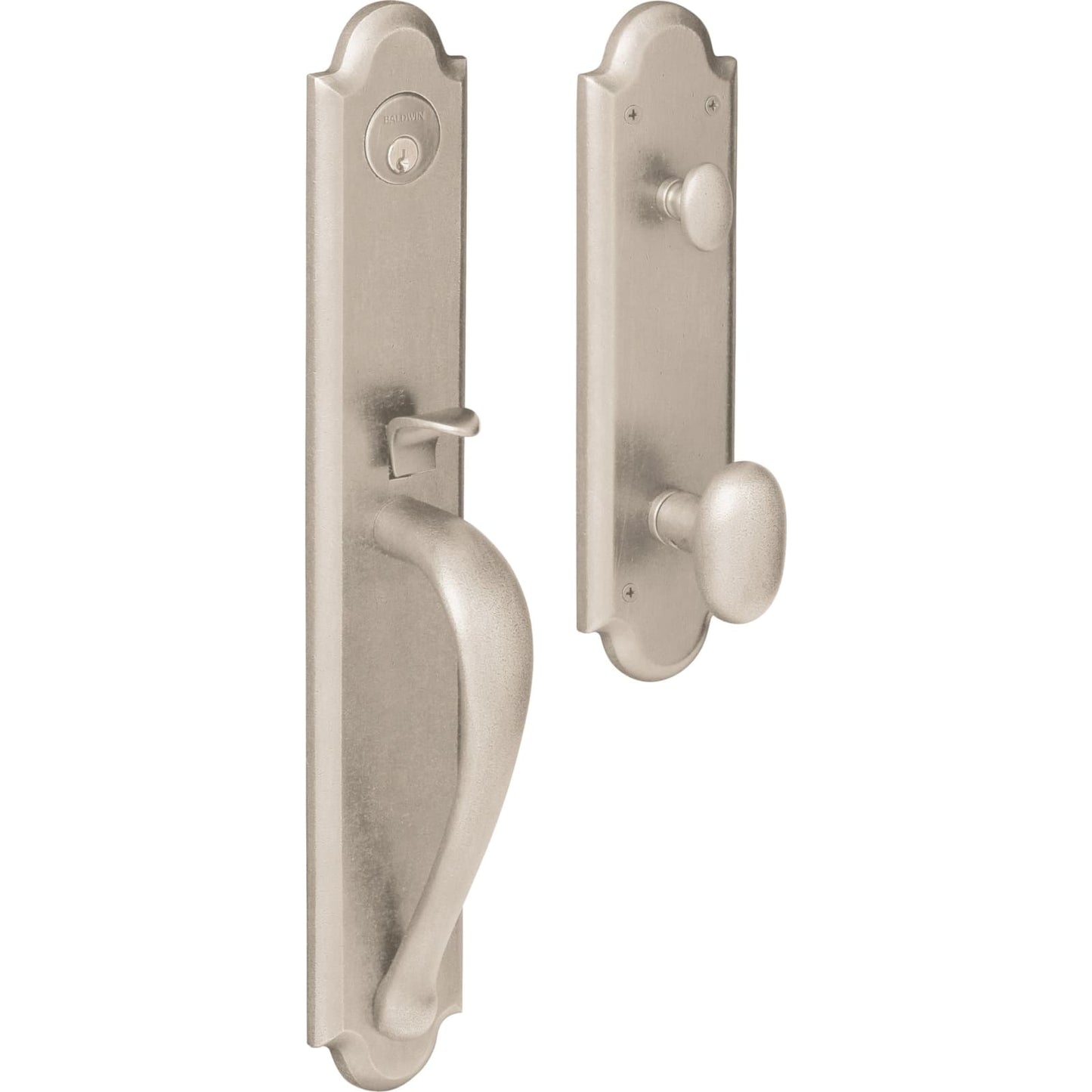 6402 Boulder Full Escutcheon Handleset with Knob in Lifetime (PVD) Satin Nickel