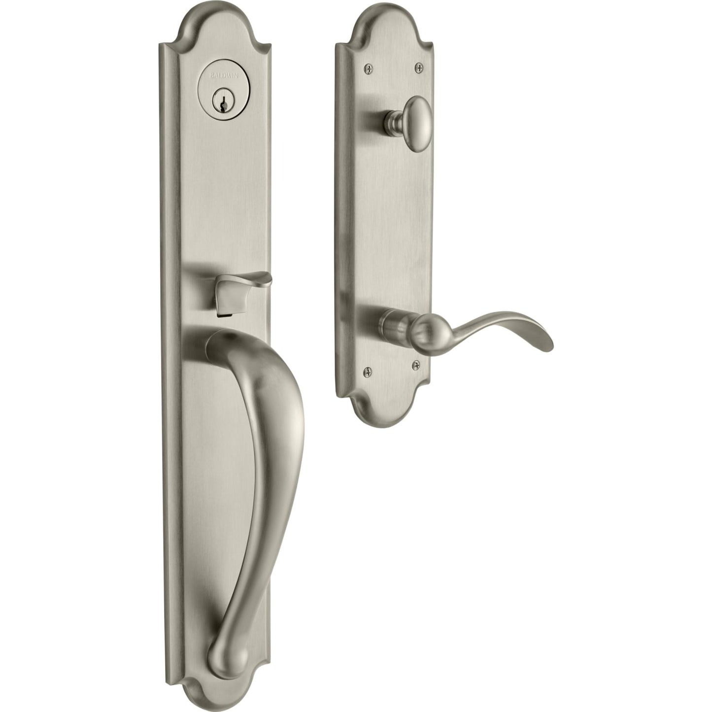 6402 Boulder Full Escutcheon Handleset with Lever in Lifetime (PVD) Satin Nickel