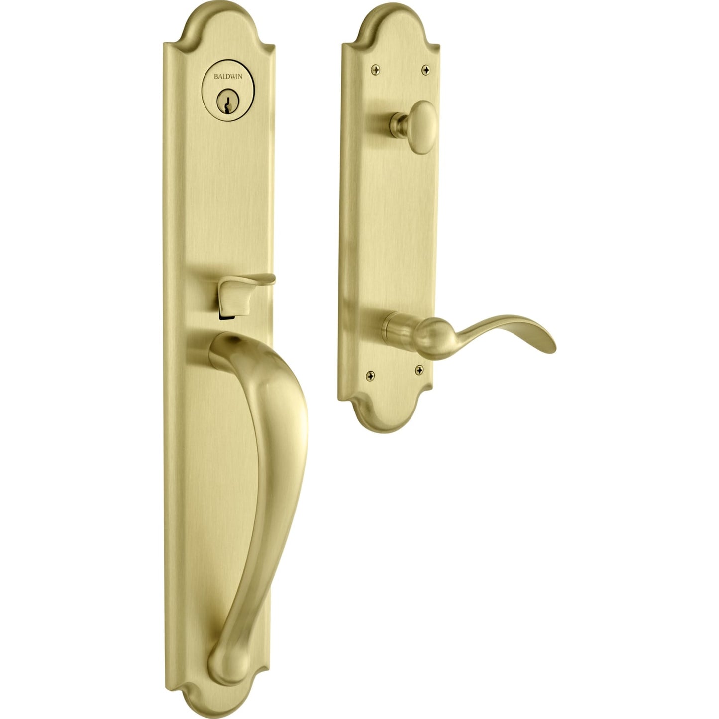 6402 Boulder Full Escutcheon Handleset with Lever in Satin Brass & Brown