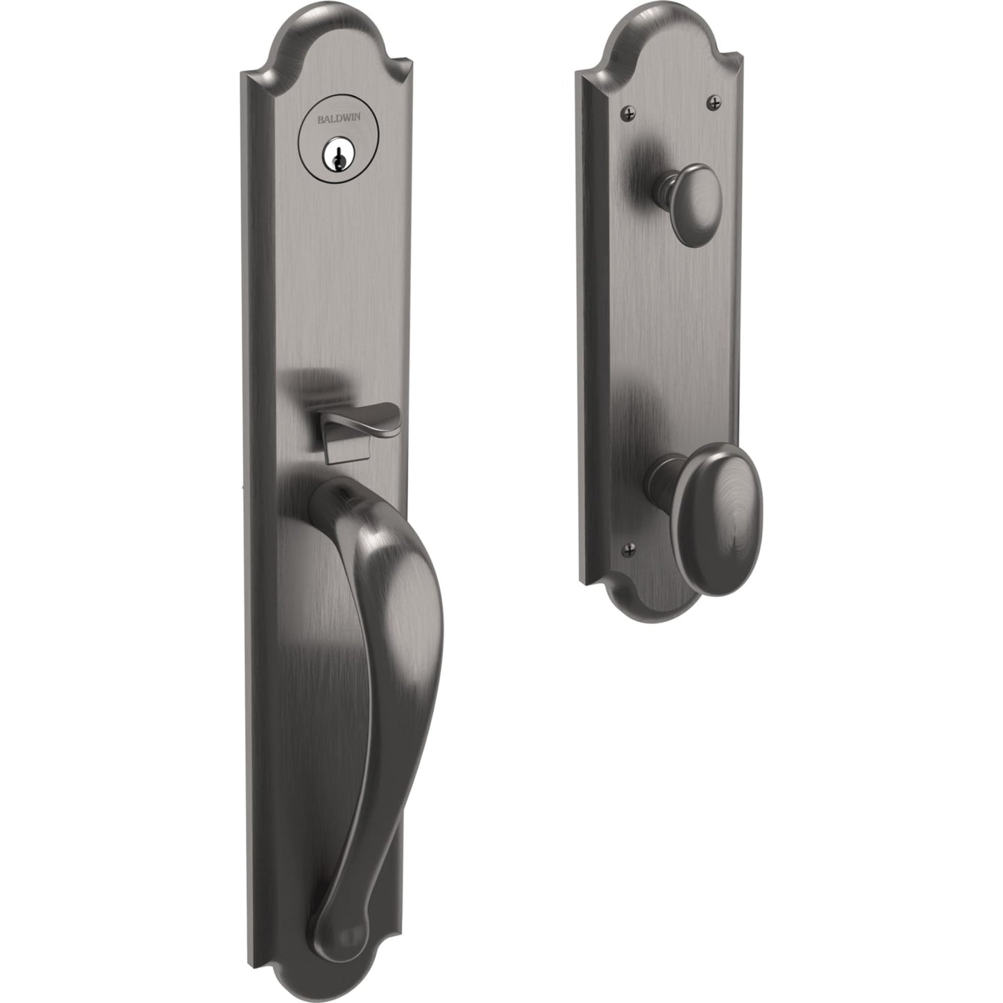 6402 Boulder Full Escutcheon Handleset with Knob in Lifetime (PVD) Graphite Nickel