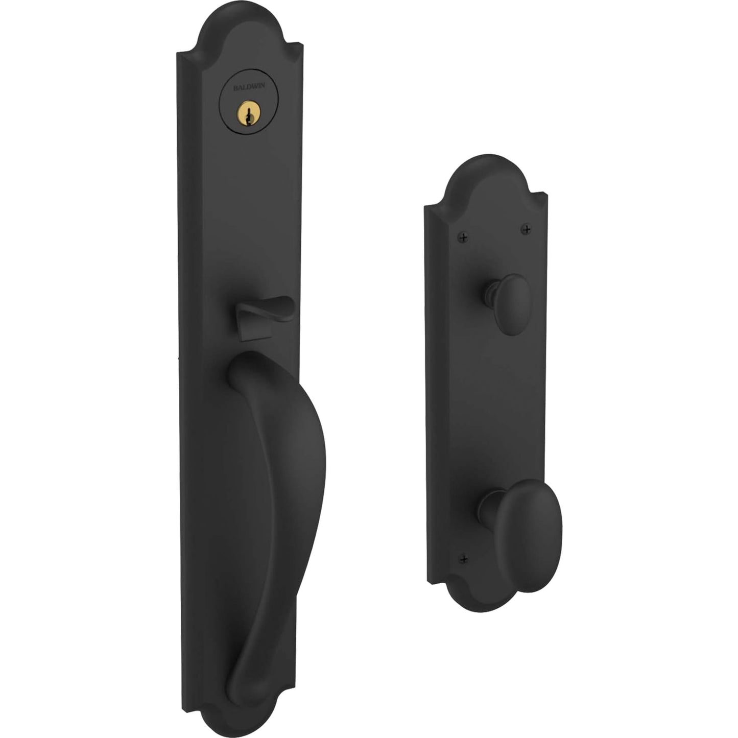 6402 Boulder Full Escutcheon Handleset with Knob in Satin Black