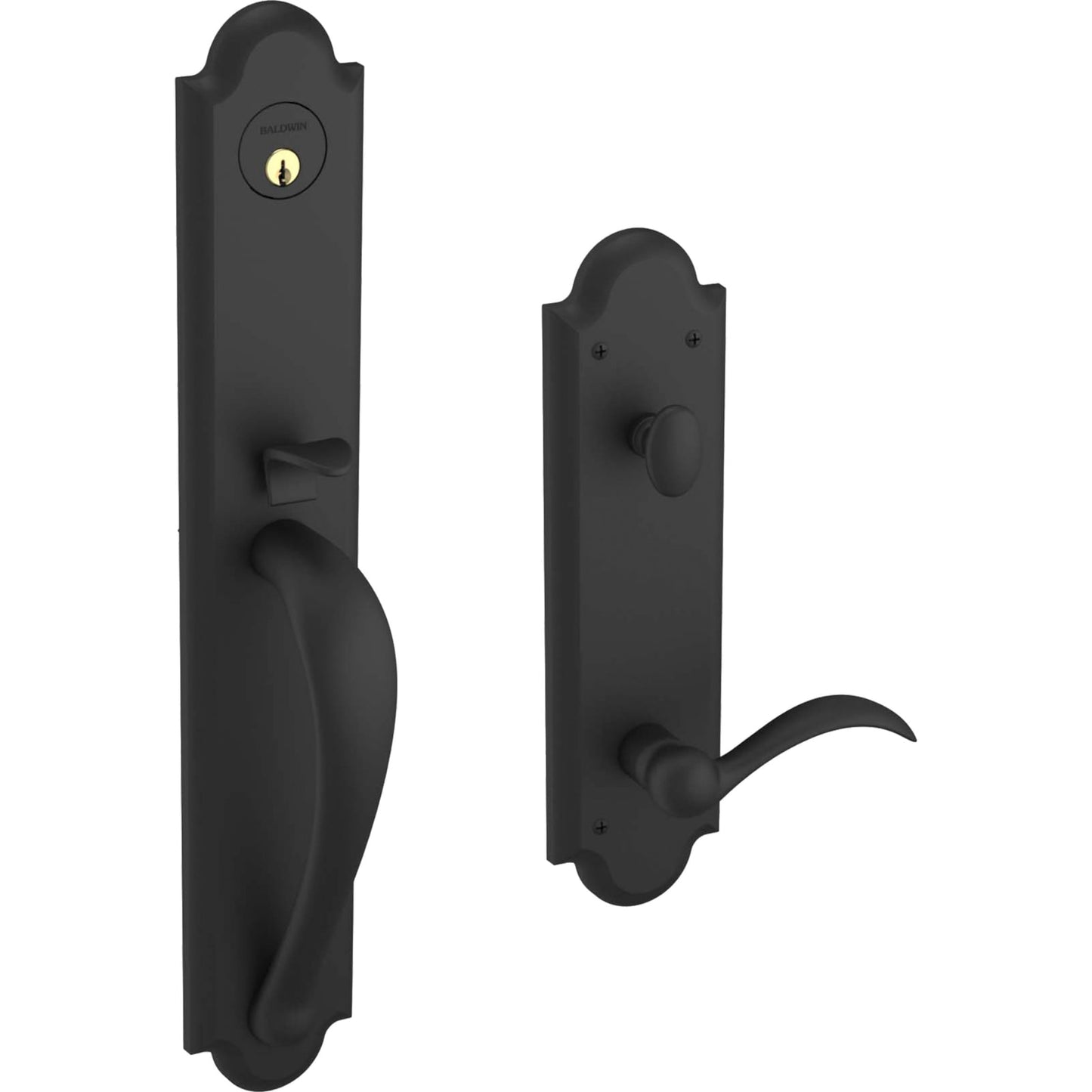 6402 Boulder Full Escutcheon Handleset with Lever in Satin Black