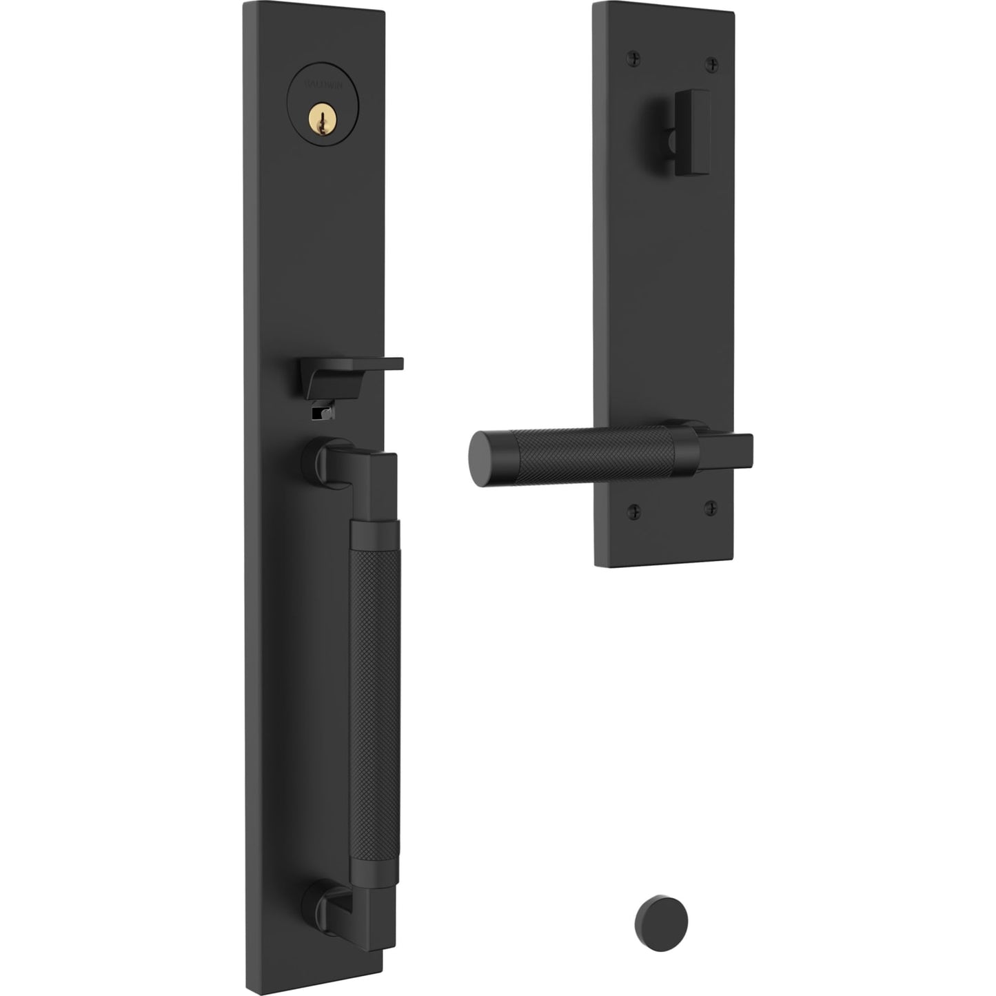 85317 Gramercy Knurled Full Escutcheon Handleset in Satin Black
