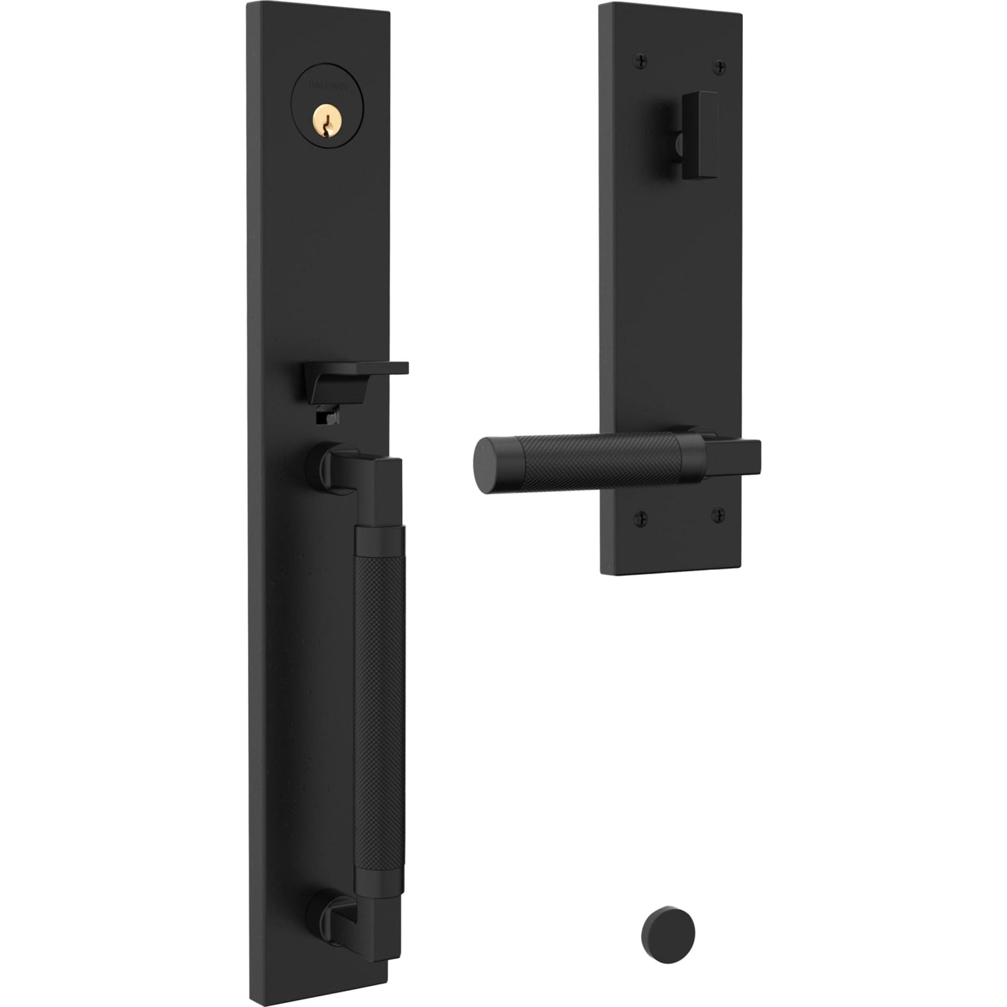 85317 Gramercy Knurled Full Escutcheon Handleset in Distressed Oil Rubbed Bronze