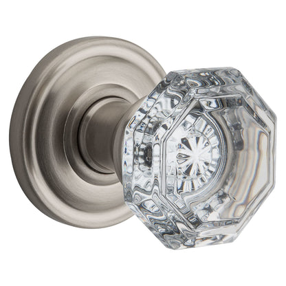 Baldwin Reserve Crystal Knob, Traditional Round Rose, Satin Nickel
