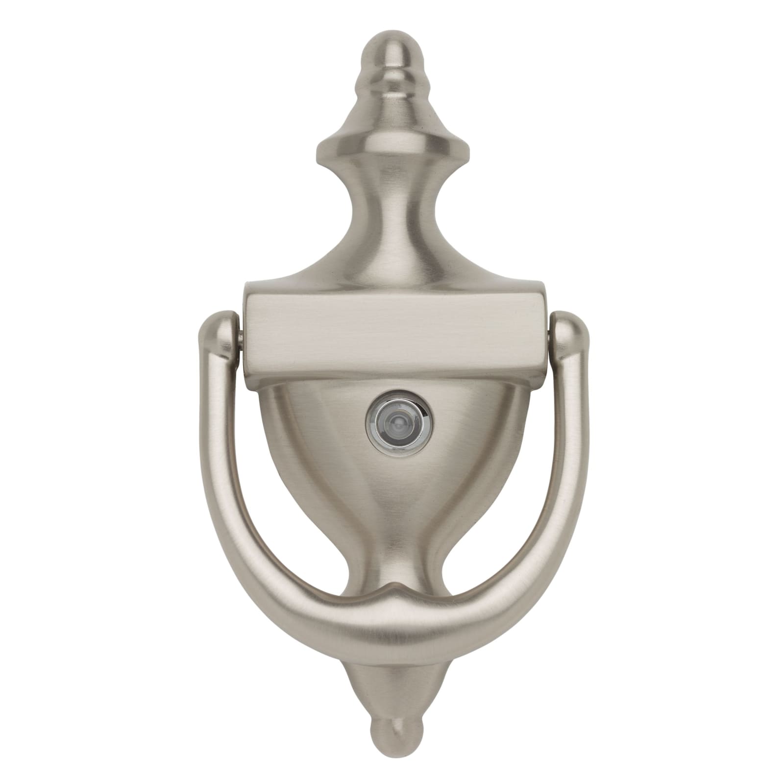 Baldwin Colonial Door Knocker with Observascope in Lifetime (PVD) Satin Nickel