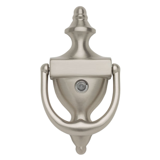 Baldwin Colonial Door Knocker with Observascope in Lifetime (PVD) Satin Nickel