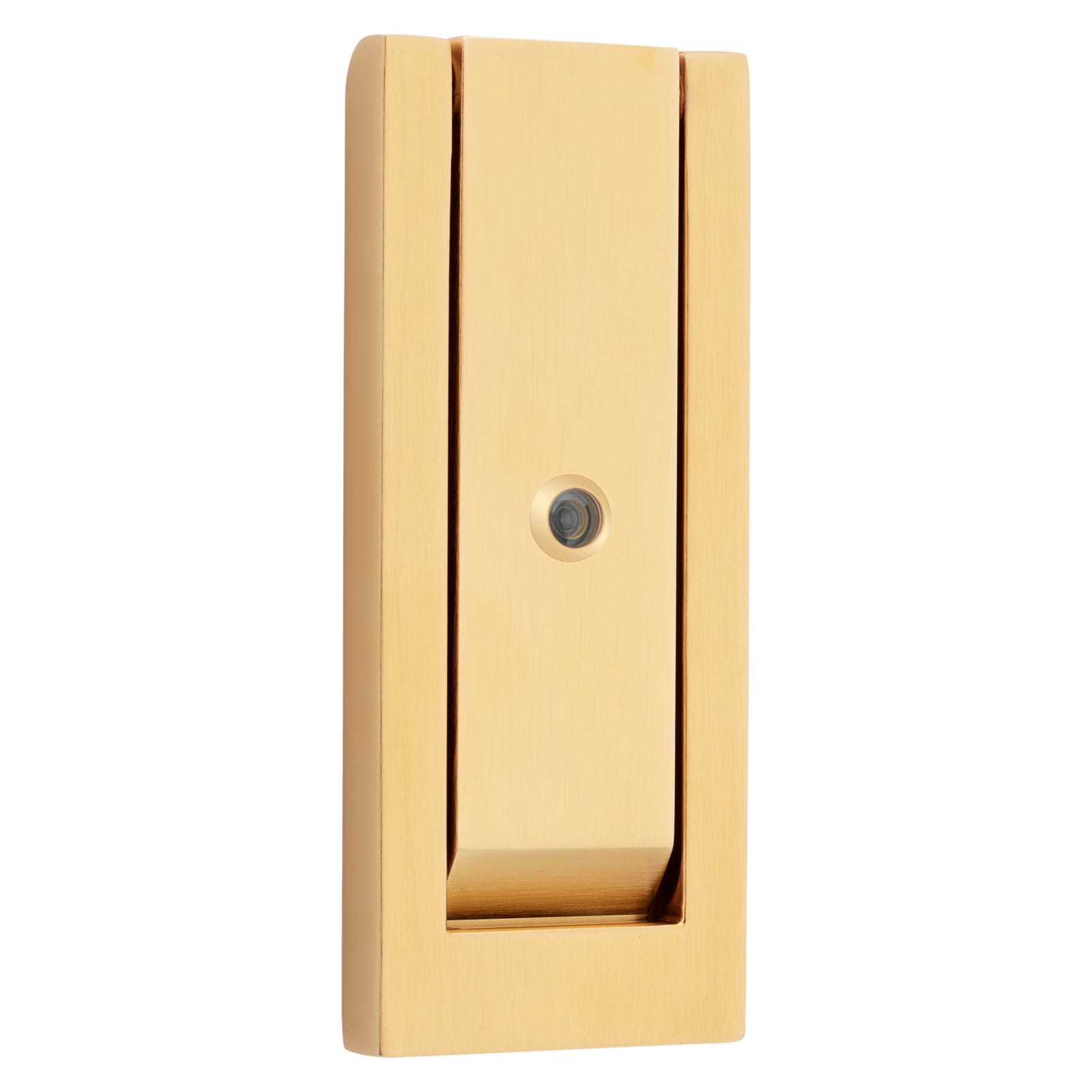 Baldwin Modern Door Knocker with Observascope in Lifetime (PVD) Satin Brass