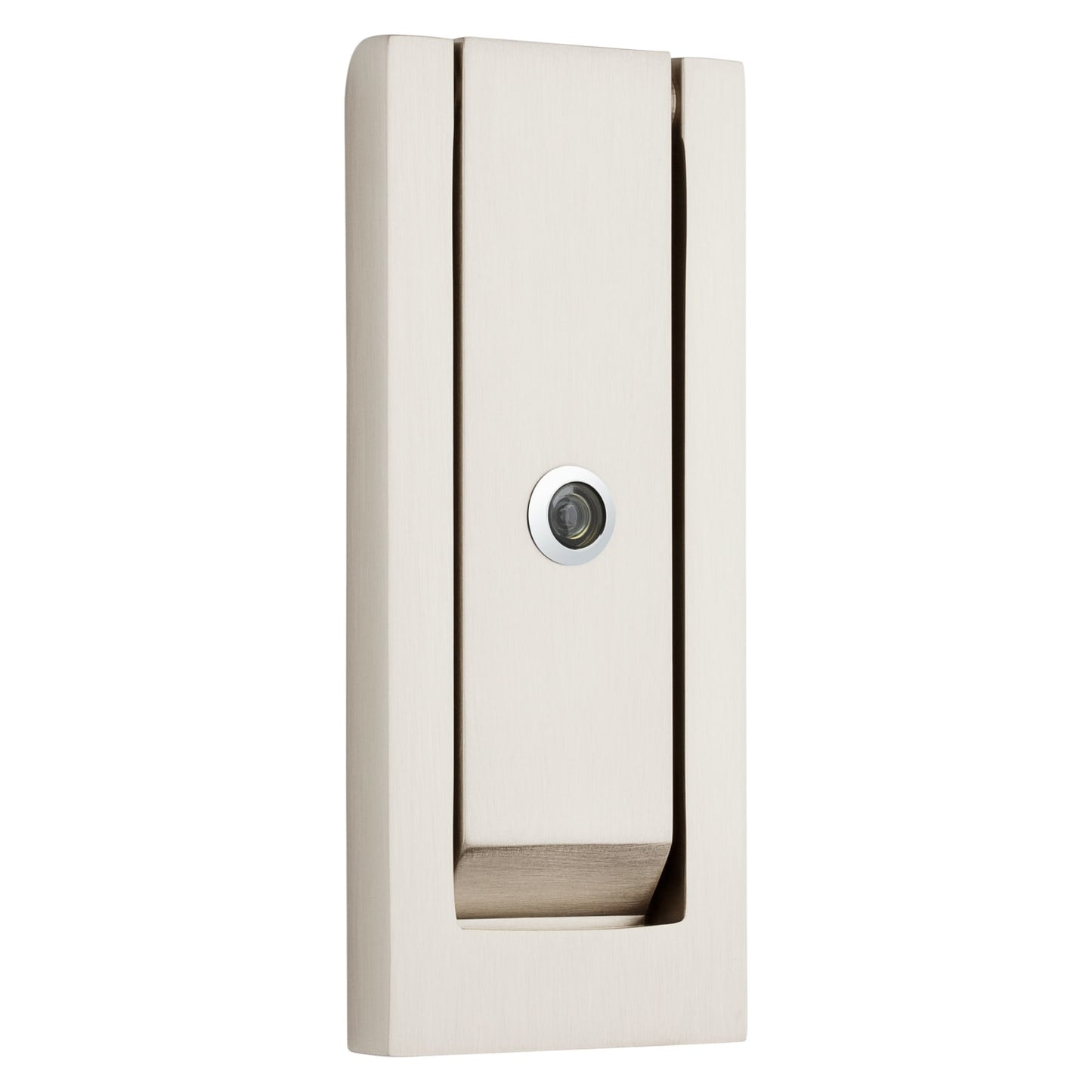 Baldwin Modern Door Knocker with Observascope in Lifetime (PVD) Satin Nickel