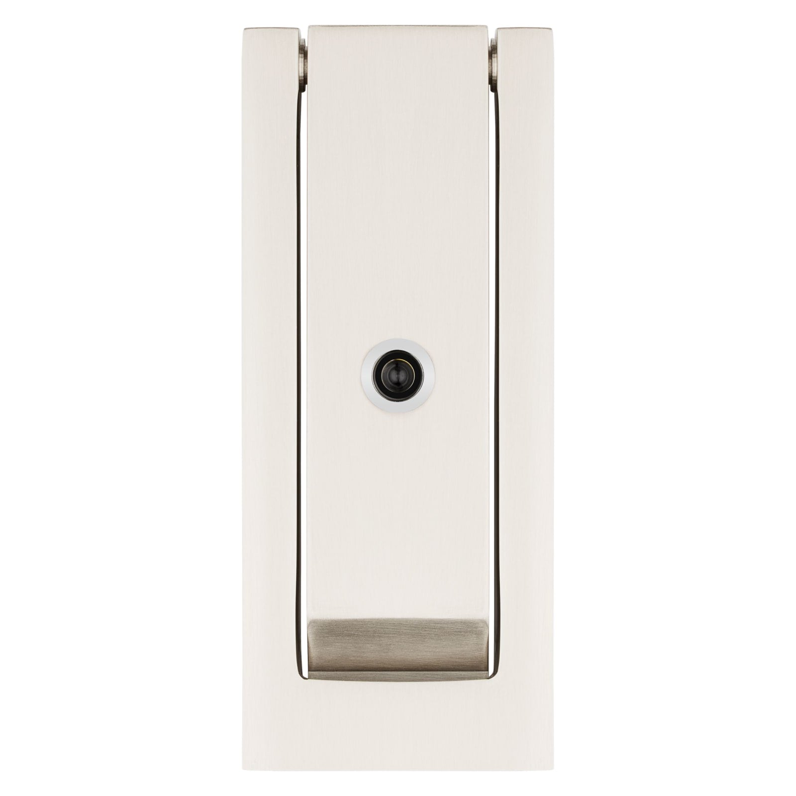 Baldwin Modern Door Knocker with Observascope in Lifetime (PVD) Satin Nickel