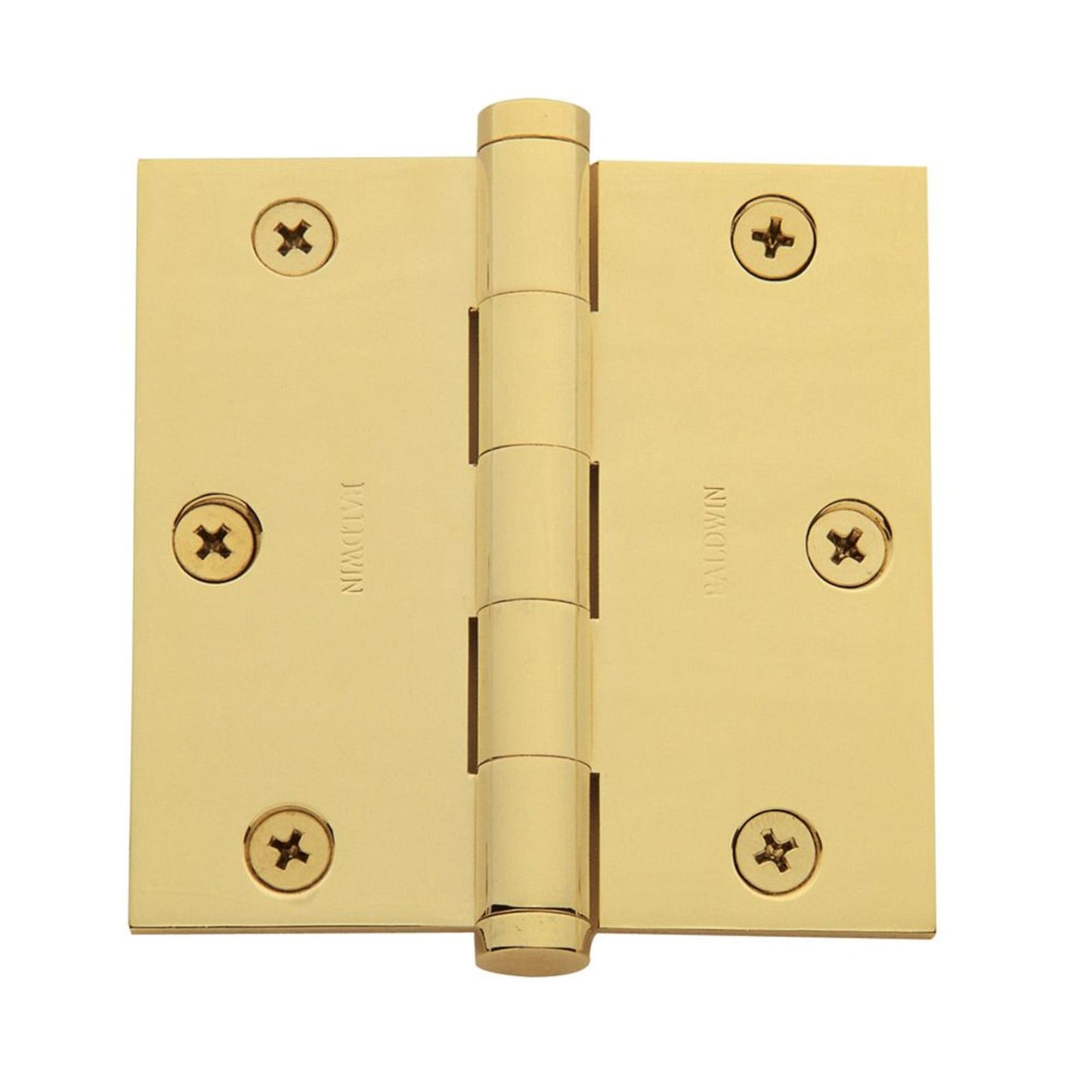 Baldwin Hinge 3-1/2" x 3-1/2" Square Corner in Lifetime (PVD) Polished Brass