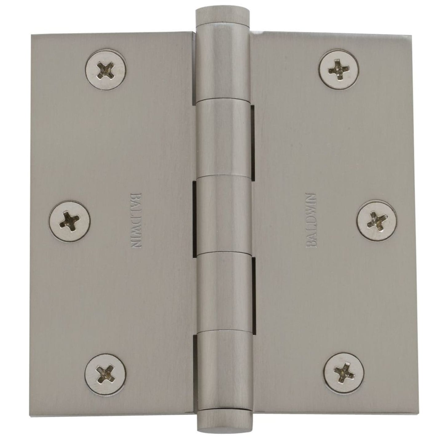 Baldwin Hinge 3-1/2" x 3-1/2" Square Corner in Lifetime (PVD) Satin Nickel
