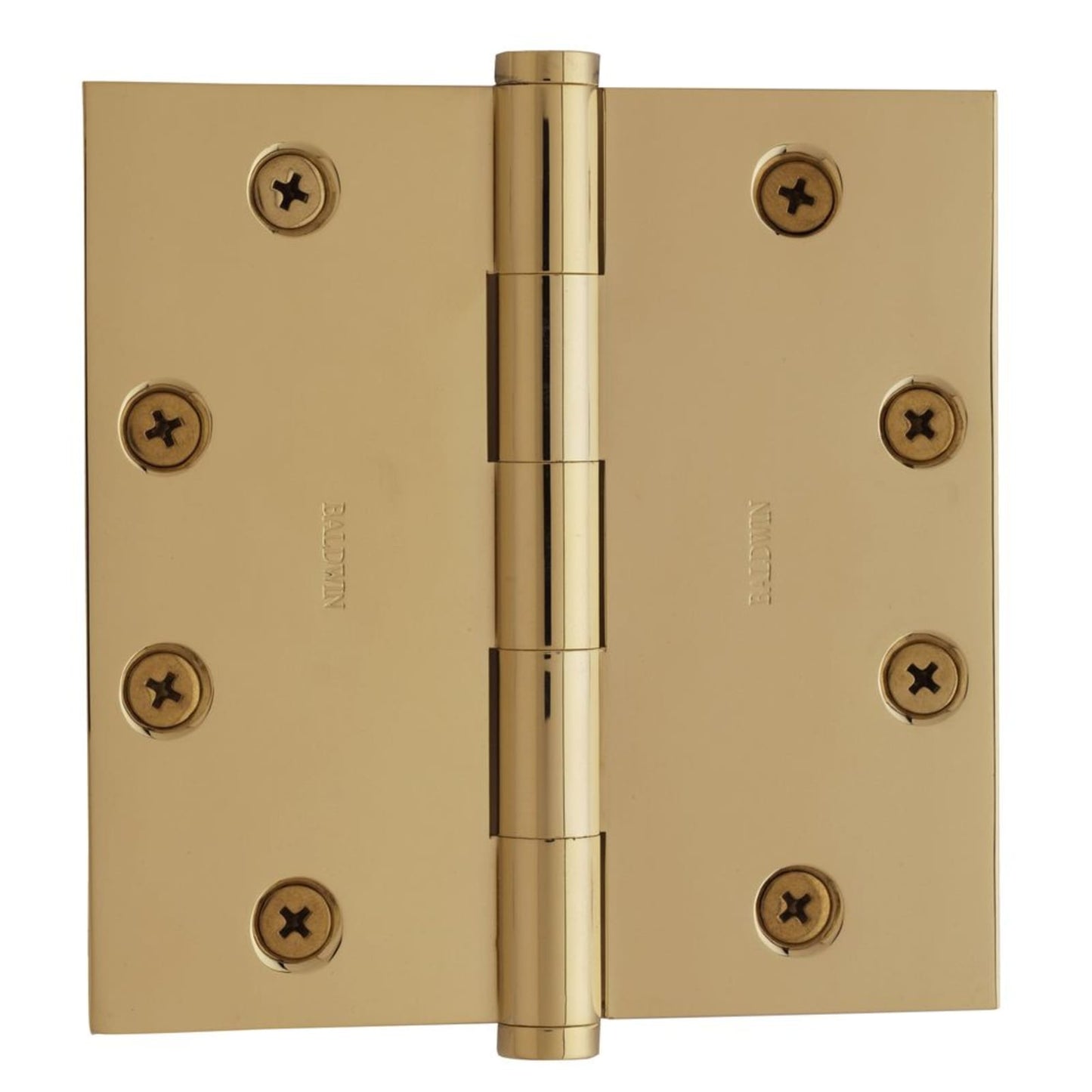 Baldwin Hinge 4-1/2" x 4-1/2" Square Corner in Lifetime (PVD) Polished Brass