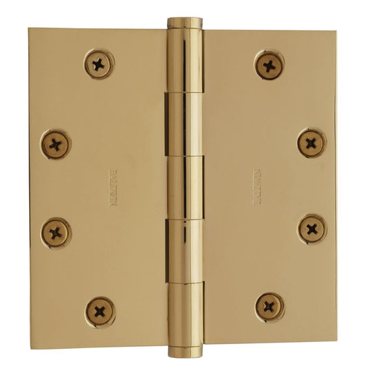 Baldwin Hinge 4-1/2" x 4-1/2" Square Corner in Lifetime (PVD) Polished Brass