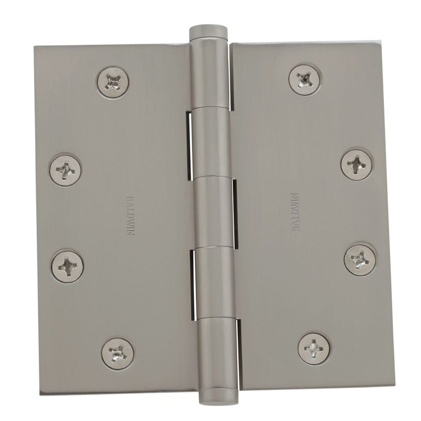 Baldwin Hinge 4-1/2" x 4-1/2" Square Corner in Lifetime (PVD) Satin Nickel