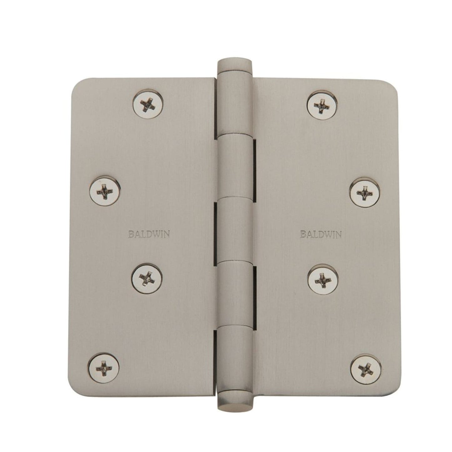 Baldwin Hinge 4" x 4" 5/8" Radius Corner in Lifetime (PVD) Satin Nickel