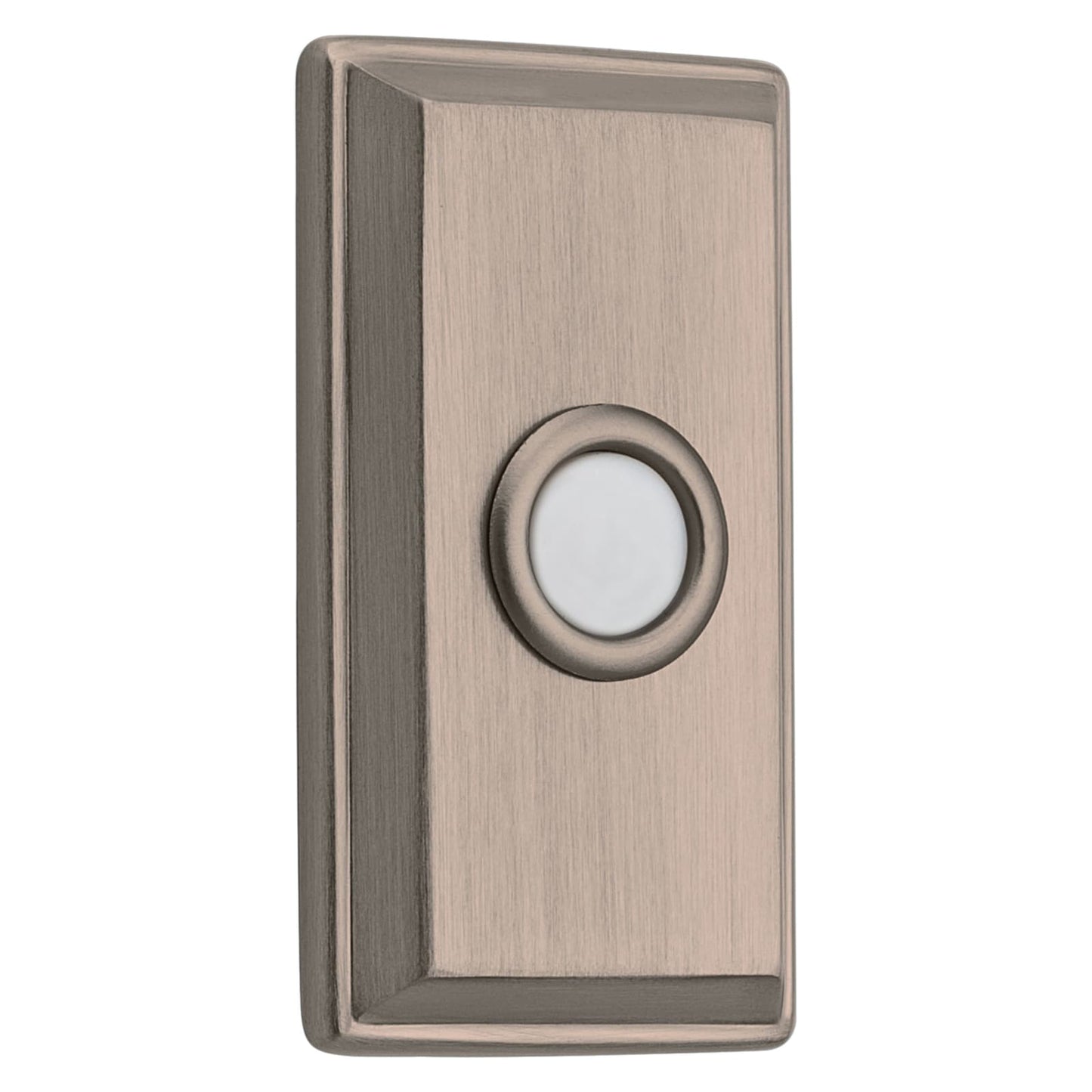 Baldwin Rectangular Bell Button in Lifetime (PVD) Satin Nickel