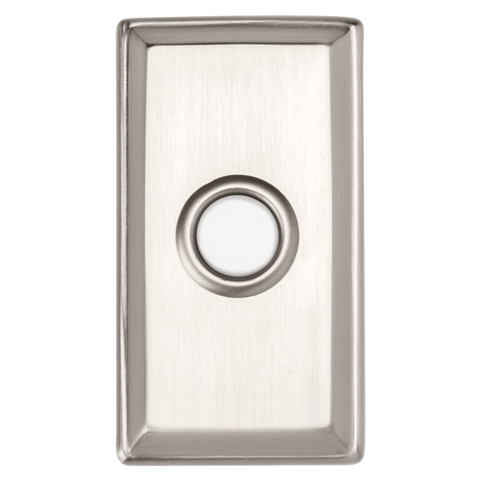 Baldwin Rectangular Bell Button in Lifetime (PVD) Satin Nickel