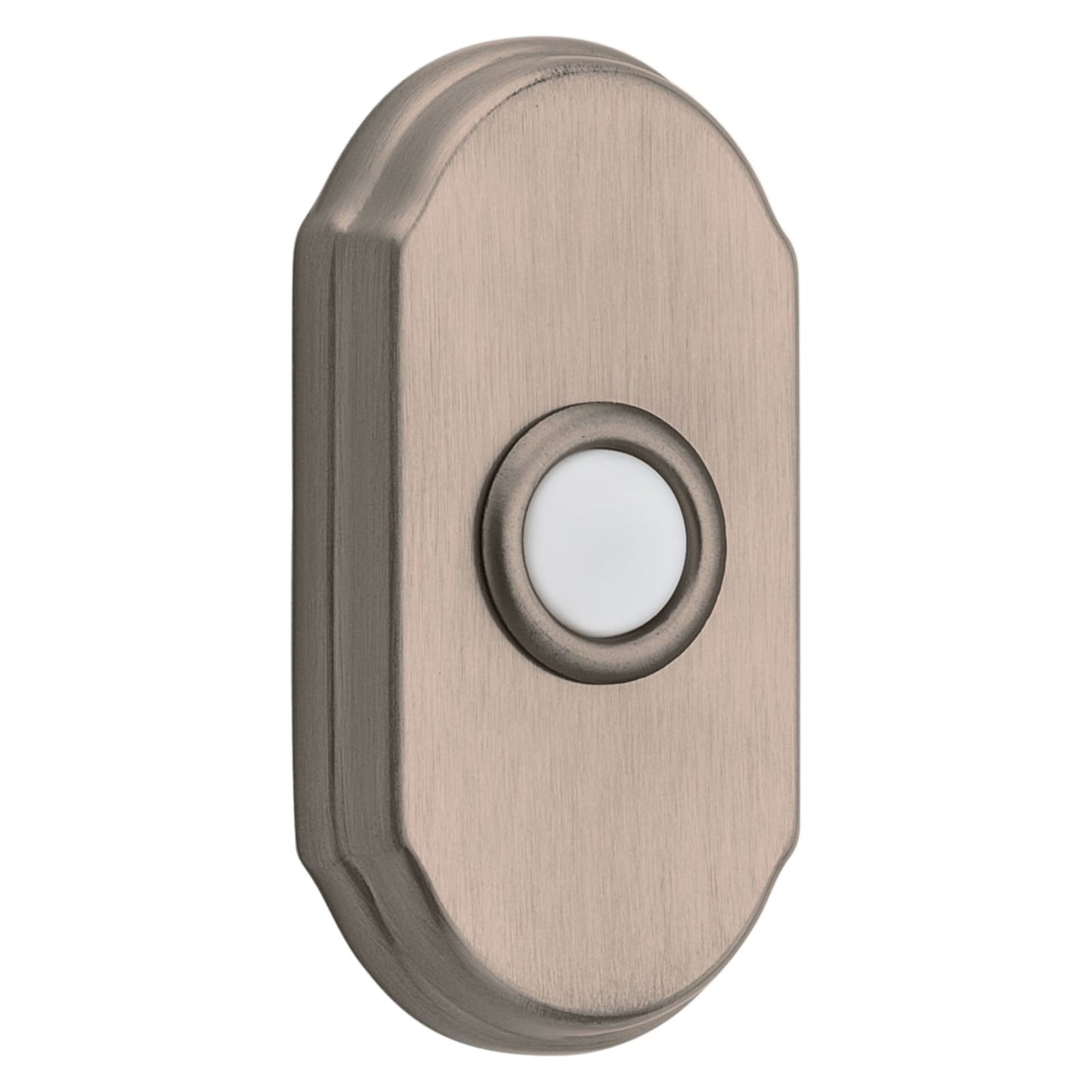 Baldwin Arch Bell Button in Lifetime (PVD) Satin Nickel