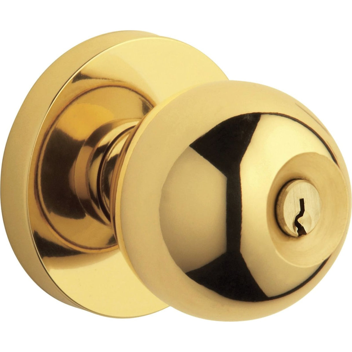 Baldwin Estate 5215 Modern Keyed Knob in Lifetime (PVD) Polished Brass