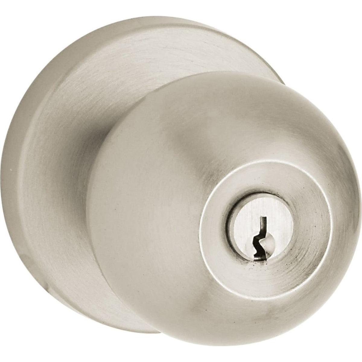 Baldwin Estate 5215 Modern Keyed Knob in Lifetime (PVD) Satin Nickel