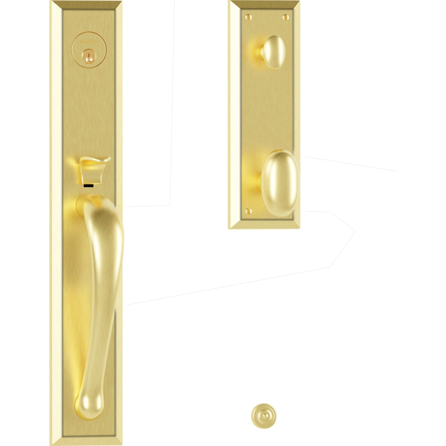 6403 Cody Full Escutcheon Handleset with Knob in Satin Brass & Brown