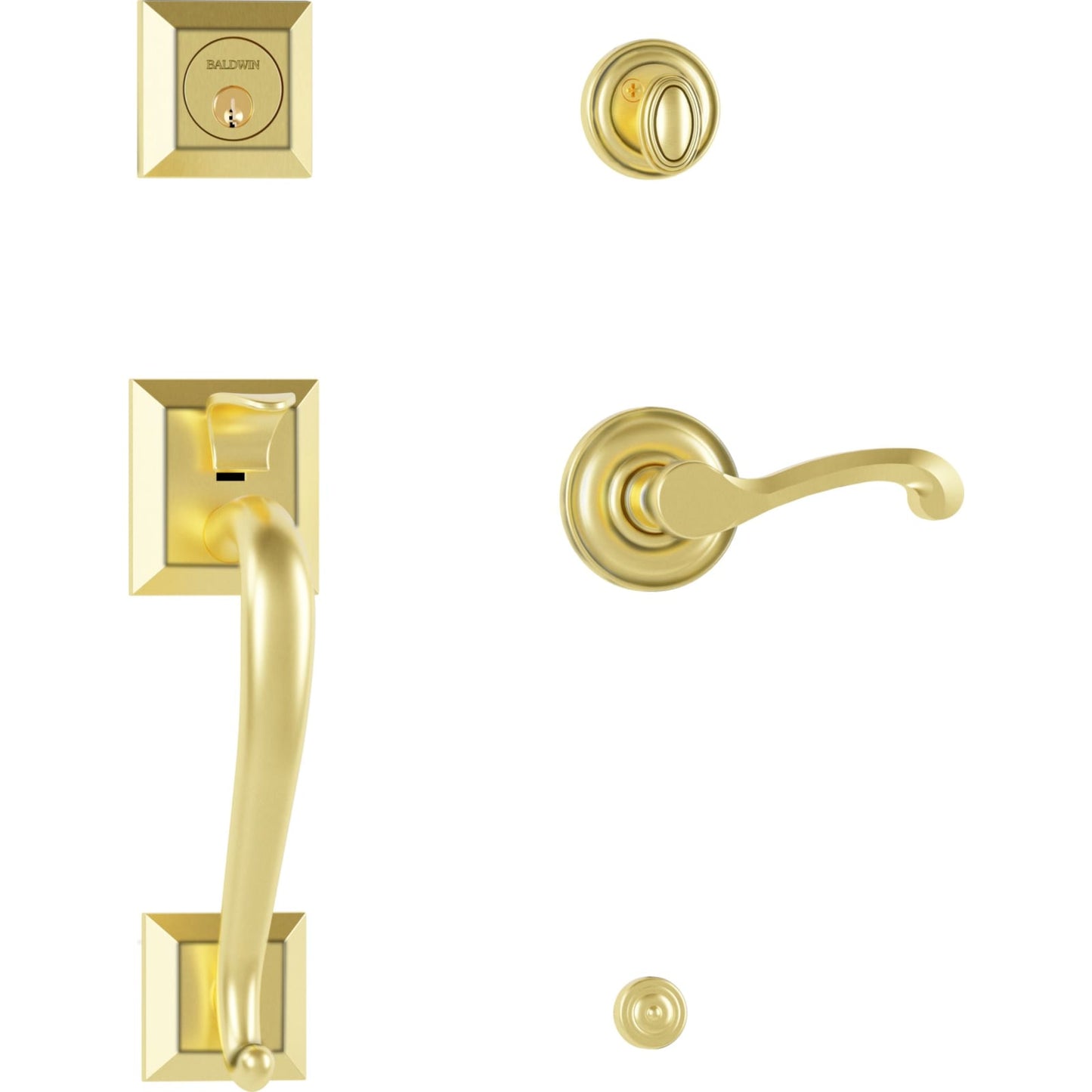 85320 Madison Sectional Handleset with Lever in Satin Brass & Brown