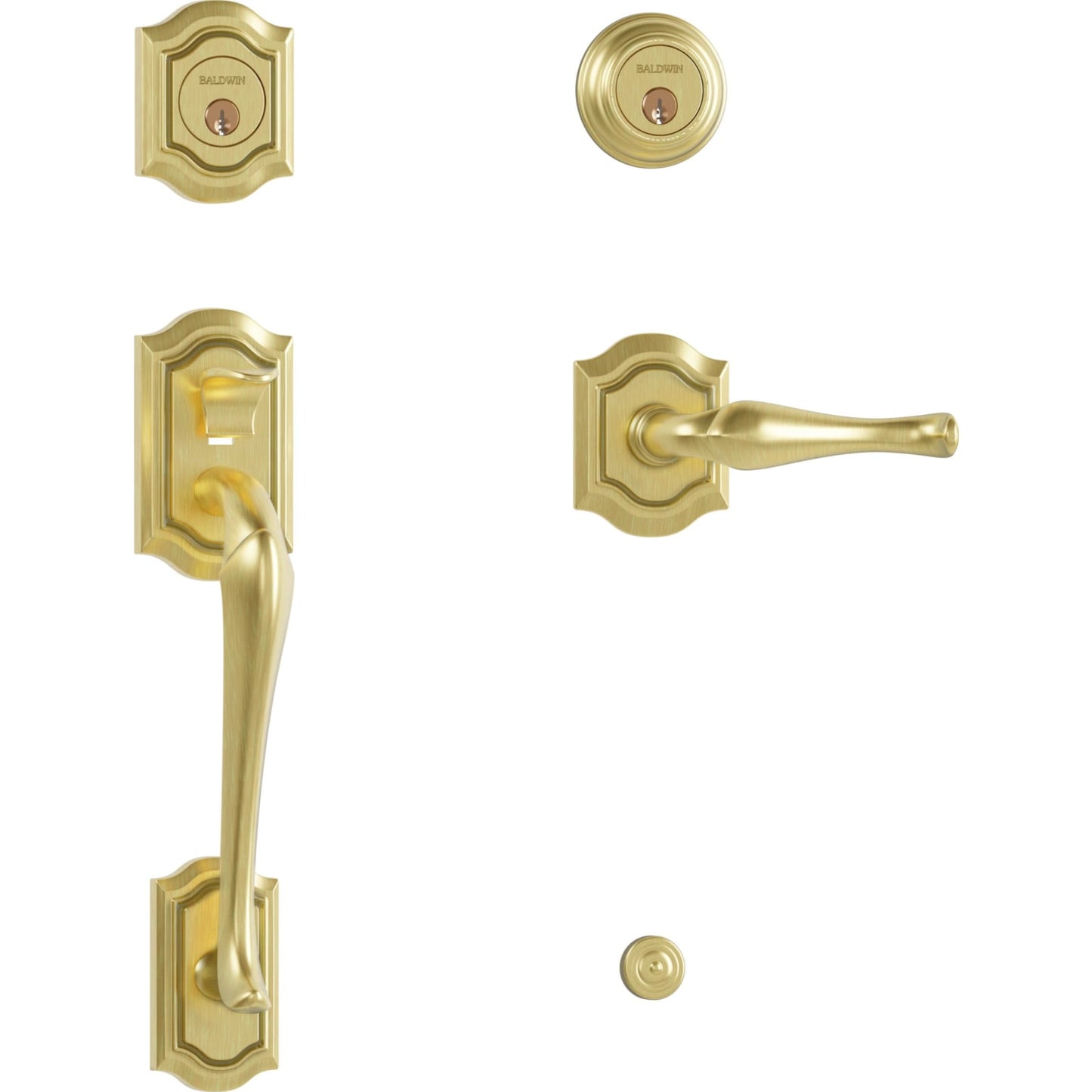 85327 Bethpage Sectional Handleset with Lever in Satin Brass & Brown
