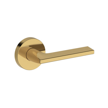 Baldwin Reserve Anaheim Hills Lever, Contemporary Round Rose, Lifetime (PVD) Polished Brass