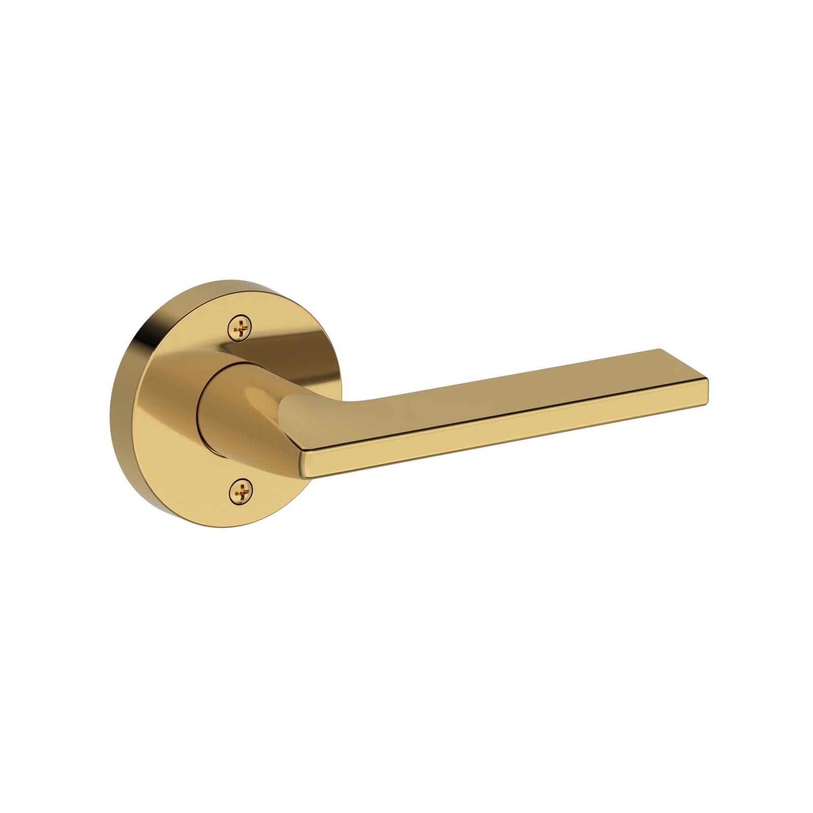 Baldwin Reserve Anaheim Hills Lever, Contemporary Round Rose, Lifetime (PVD) Polished Brass