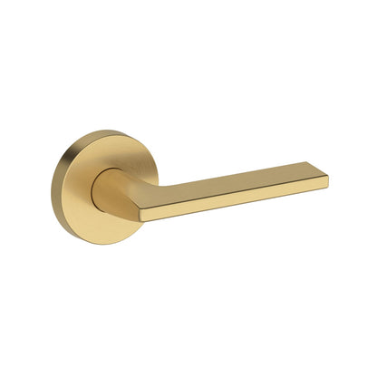 Baldwin Reserve Anaheim Hills Lever, Contemporary Round Rose, Lifetime (PVD) Satin Brass