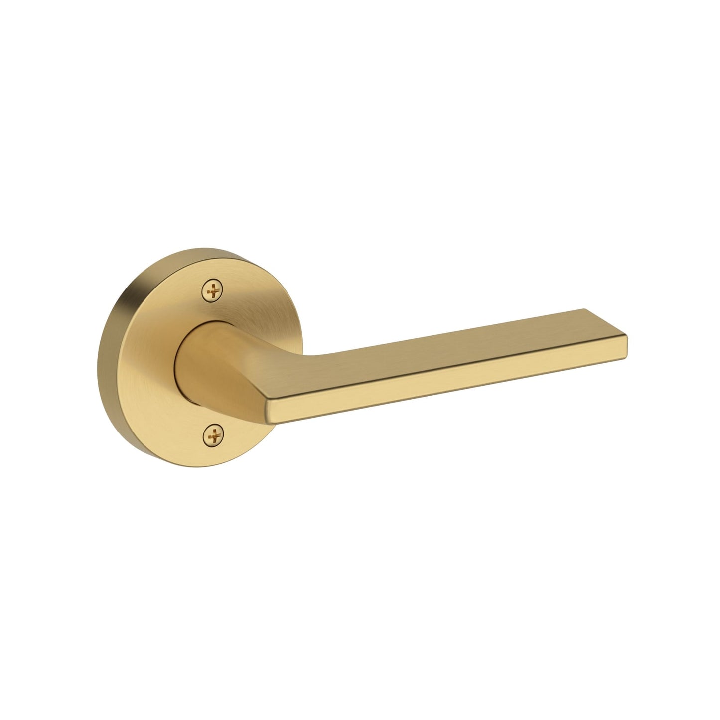 Baldwin Reserve Anaheim Hills Lever, Contemporary Round Rose, Lifetime (PVD) Satin Brass