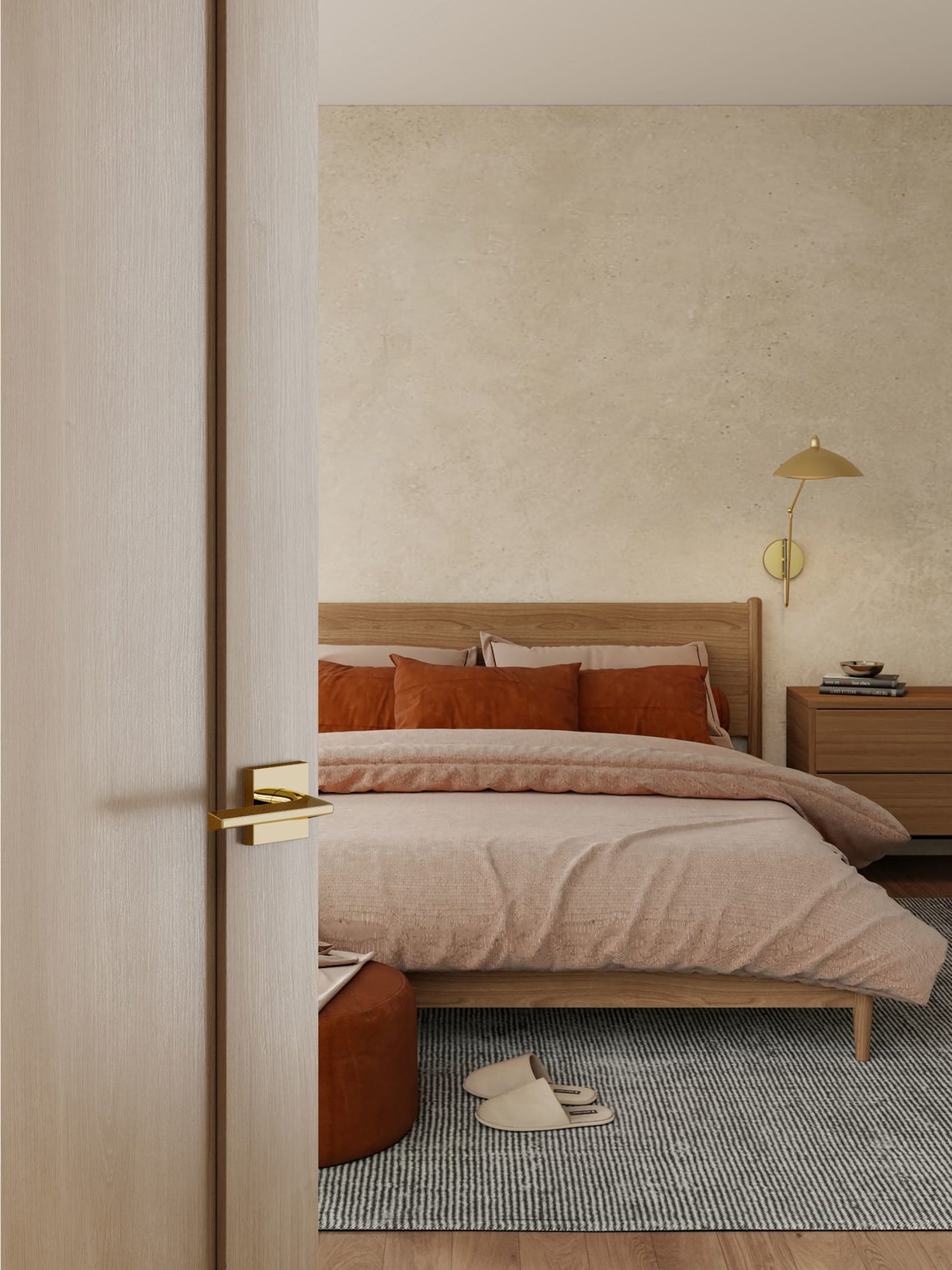 Baldwin Reserve Anaheim Hills Lever, Contemporary Square Rose, Non-lacquered Brass