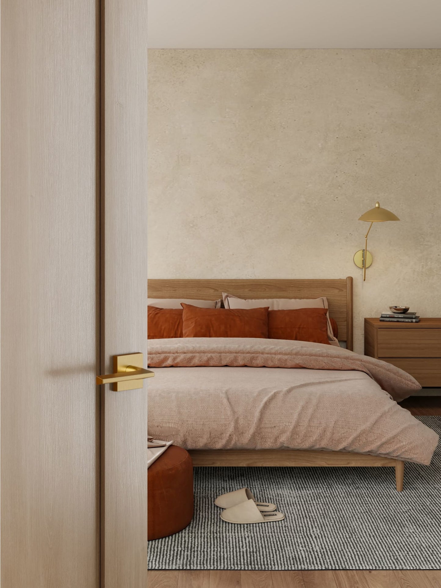 Baldwin Reserve Anaheim Hills Lever, Contemporary Square Rose, Lifetime (PVD) Satin Brass