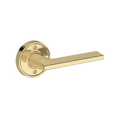 Baldwin Reserve Anaheim Hills Lever, Chamfered 5" Rose, Non-lacquered Brass