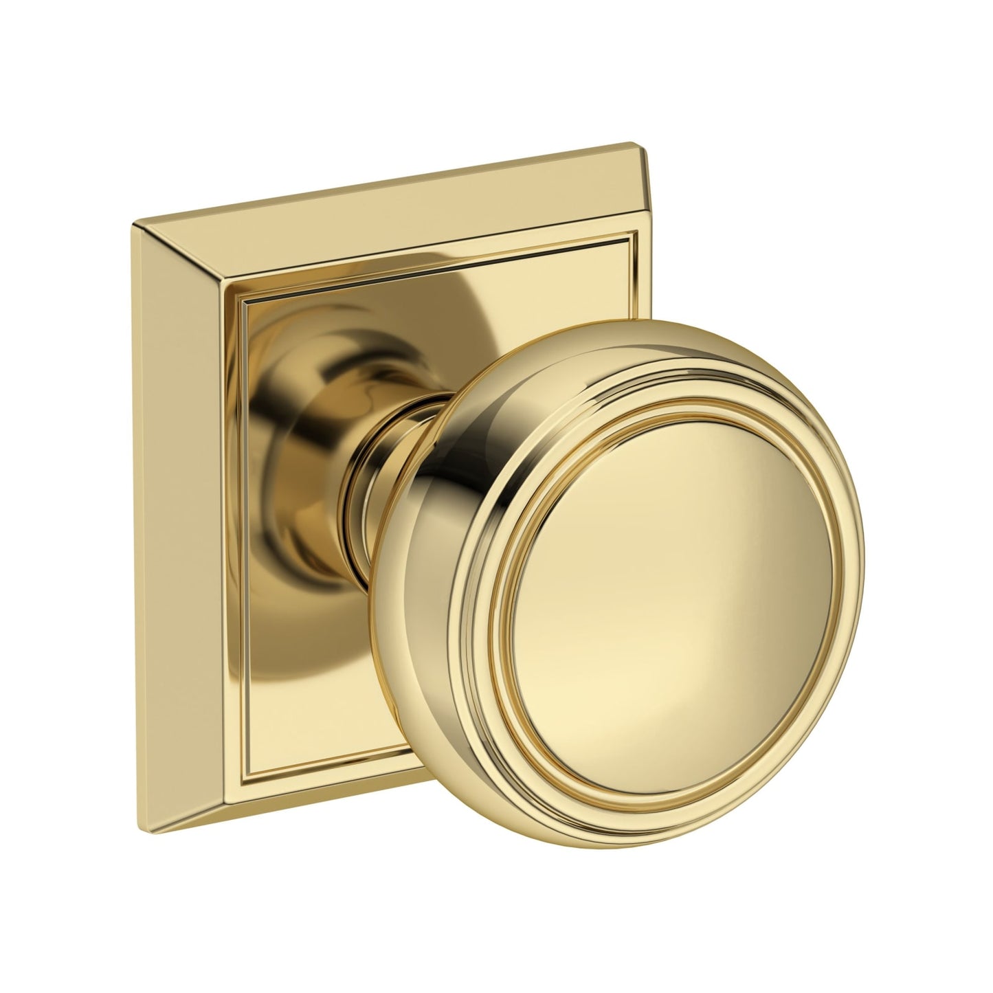 Baldwin Reserve Bremerton Knob, Chamfered Square Rose, Non-lacquered Brass
