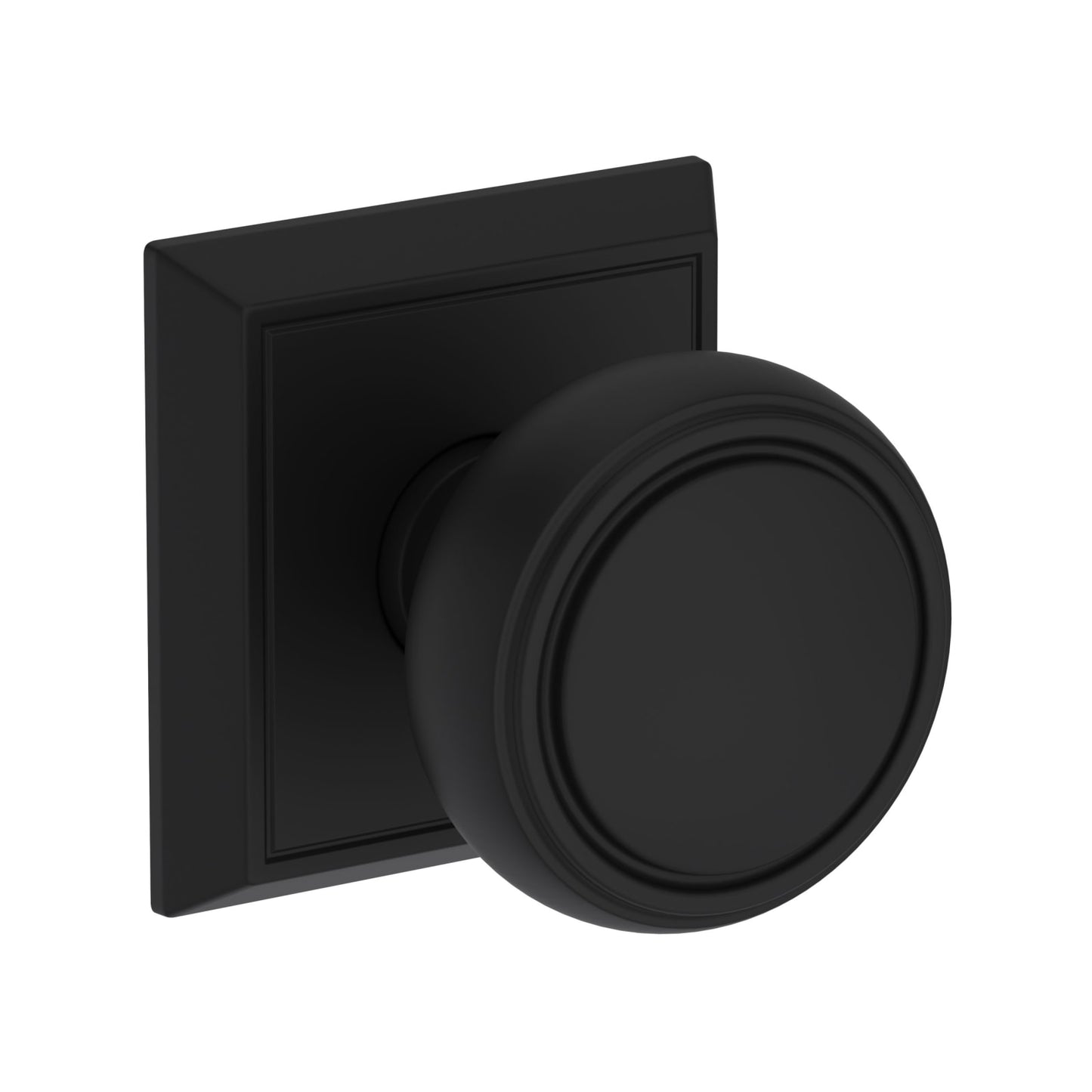 Baldwin Reserve Bremerton Knob, Chamfered Square Rose, Satin Black