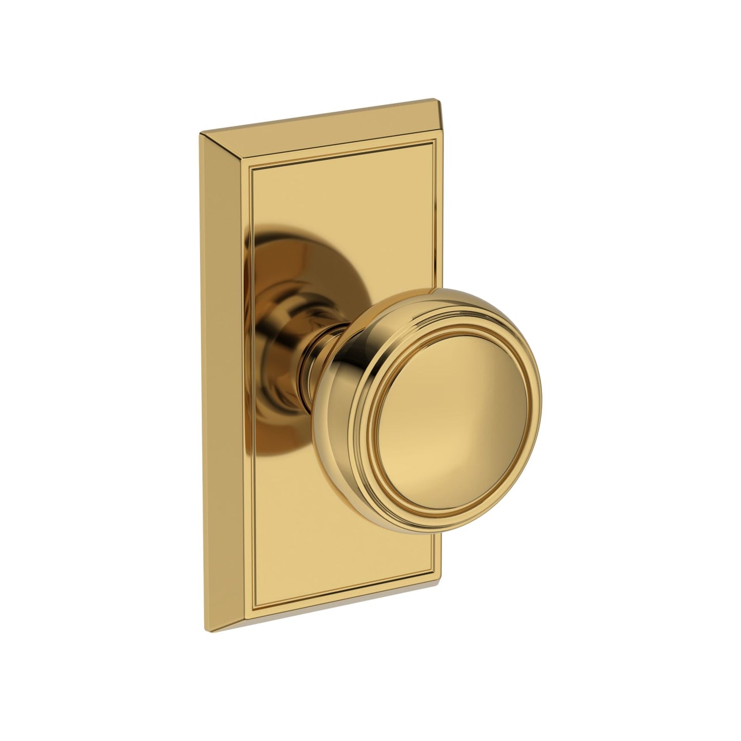 Baldwin Reserve Bremerton Knob, Chamfered 5" Rose, Lifetime (PVD) Polished Brass