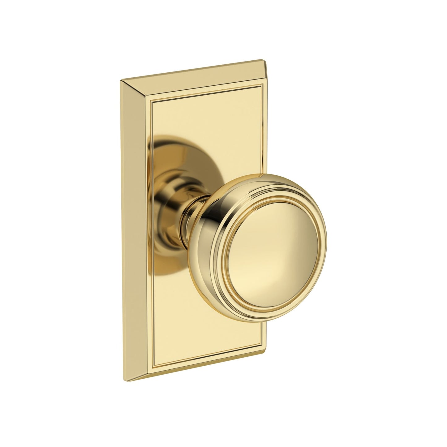 Baldwin Reserve Bremerton Knob, Chamfered 5" Rose, Non-lacquered Brass