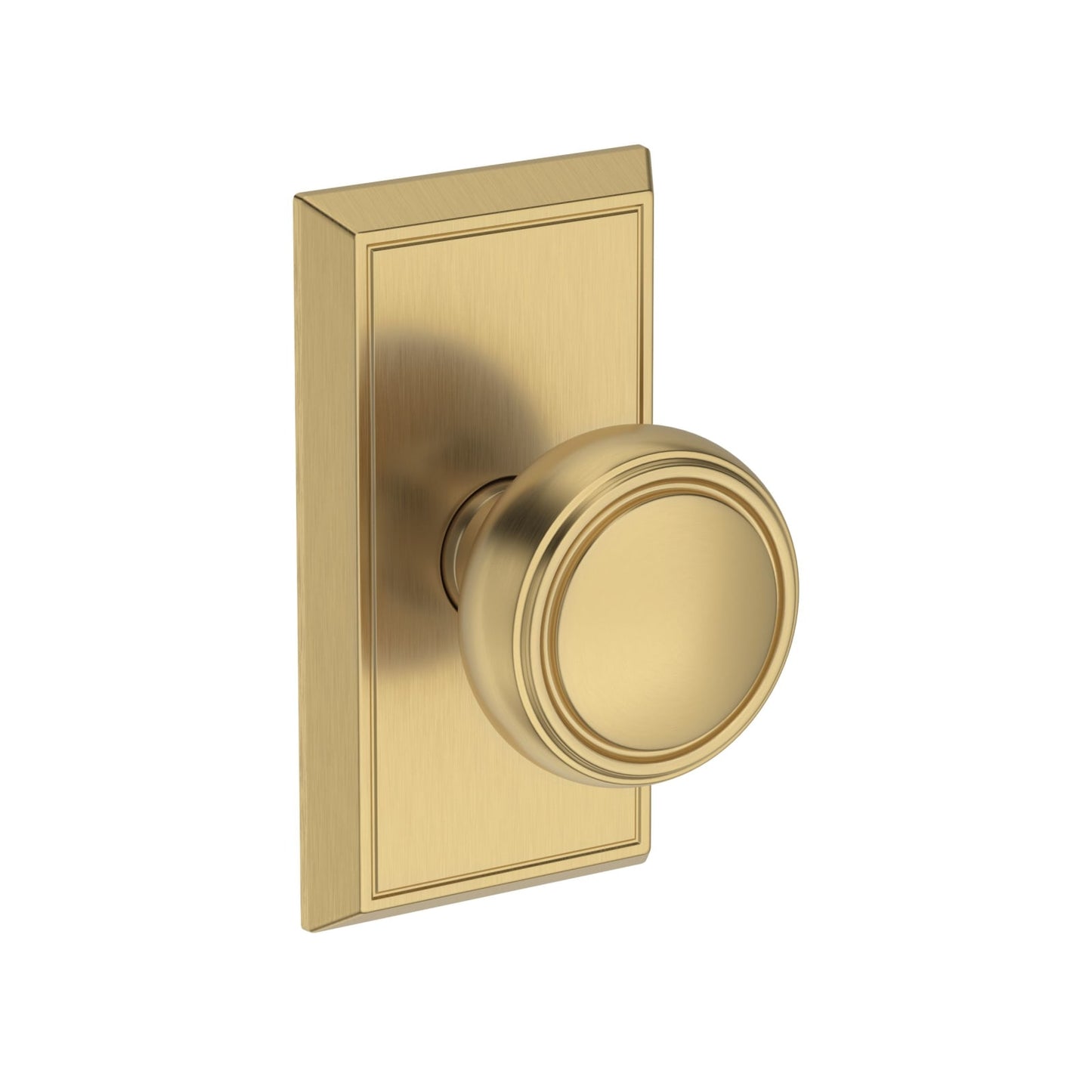 Baldwin Reserve Bremerton Knob, Chamfered 5" Rose, Lifetime (PVD) Satin Brass