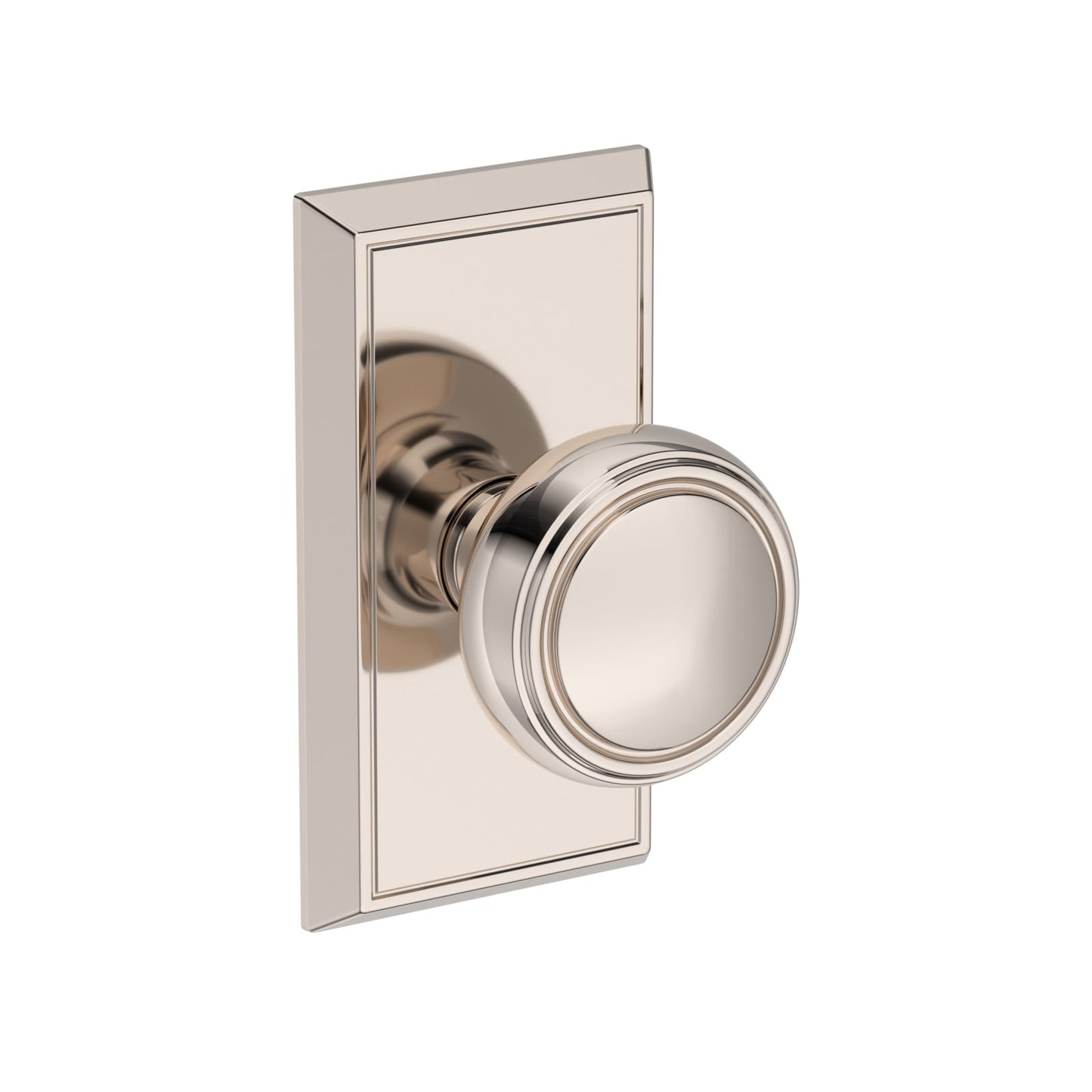 Baldwin Reserve Bremerton Knob, Chamfered 5" Rose, Lifetime (PVD) Polished Nickel