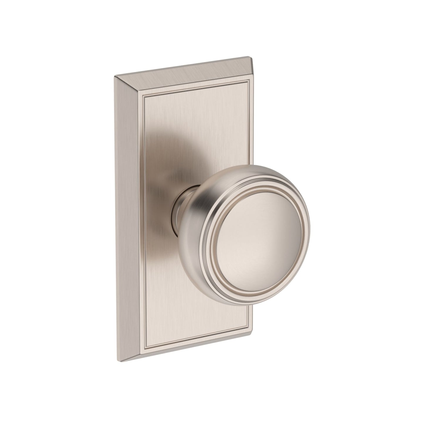 Baldwin Reserve Bremerton Knob, Chamfered 5" Rose, Satin Nickel