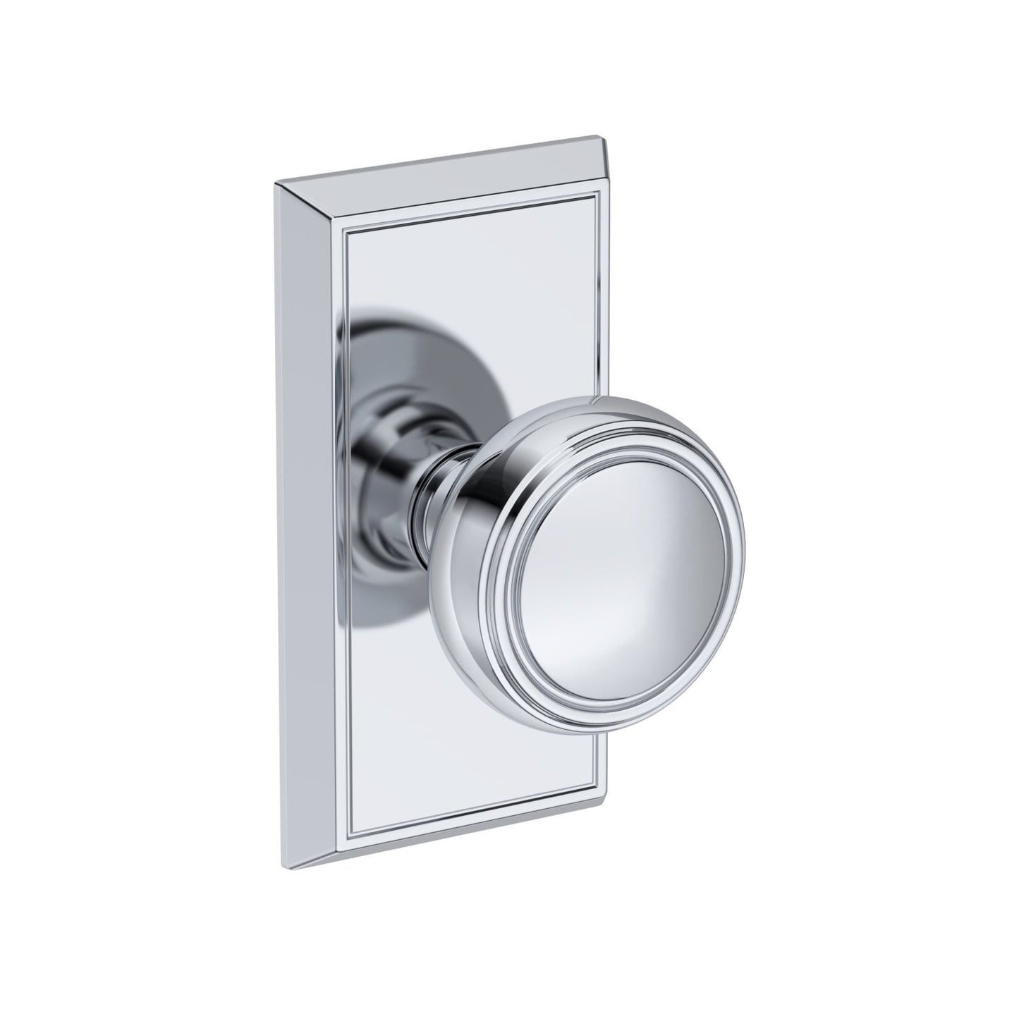 Baldwin Reserve Bremerton Knob, Chamfered 5" Rose, Polished Chrome