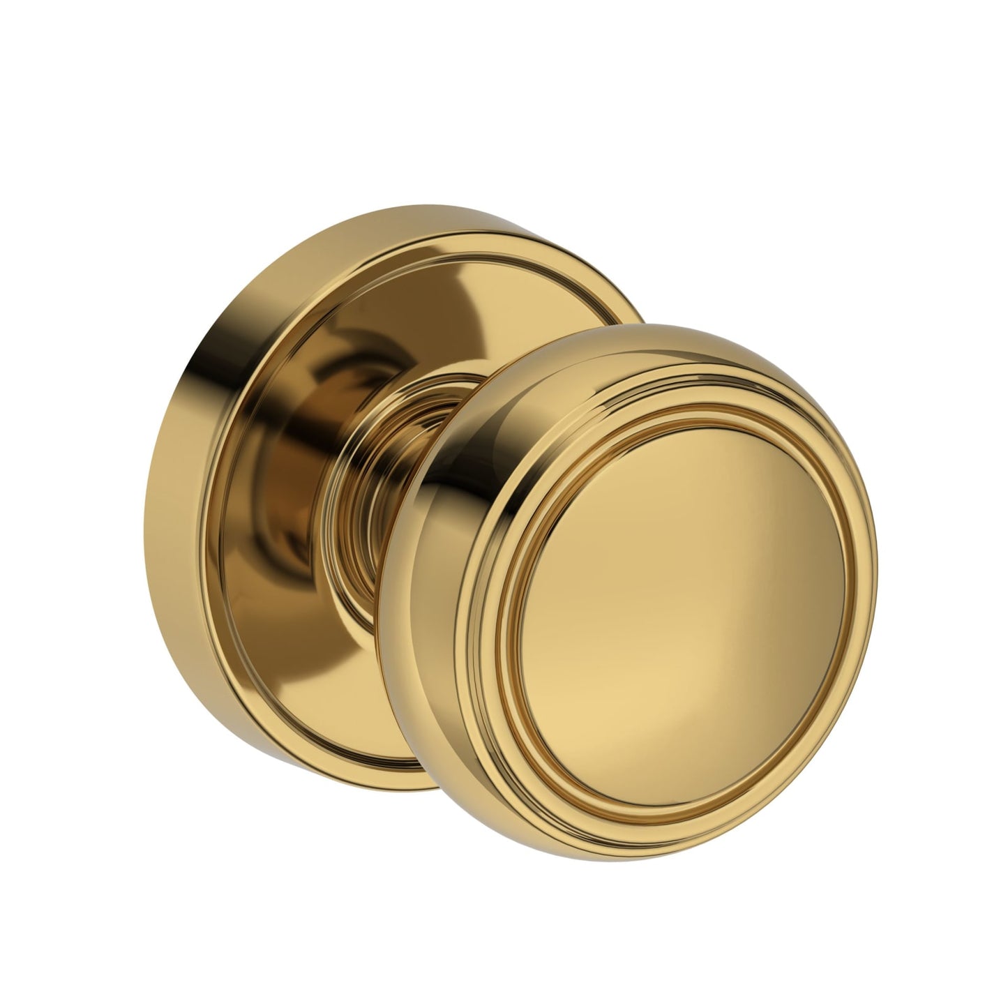 Baldwin Reserve Bremerton Knob, Recessed Round Rose, Lifetime (PVD) Polished Brass