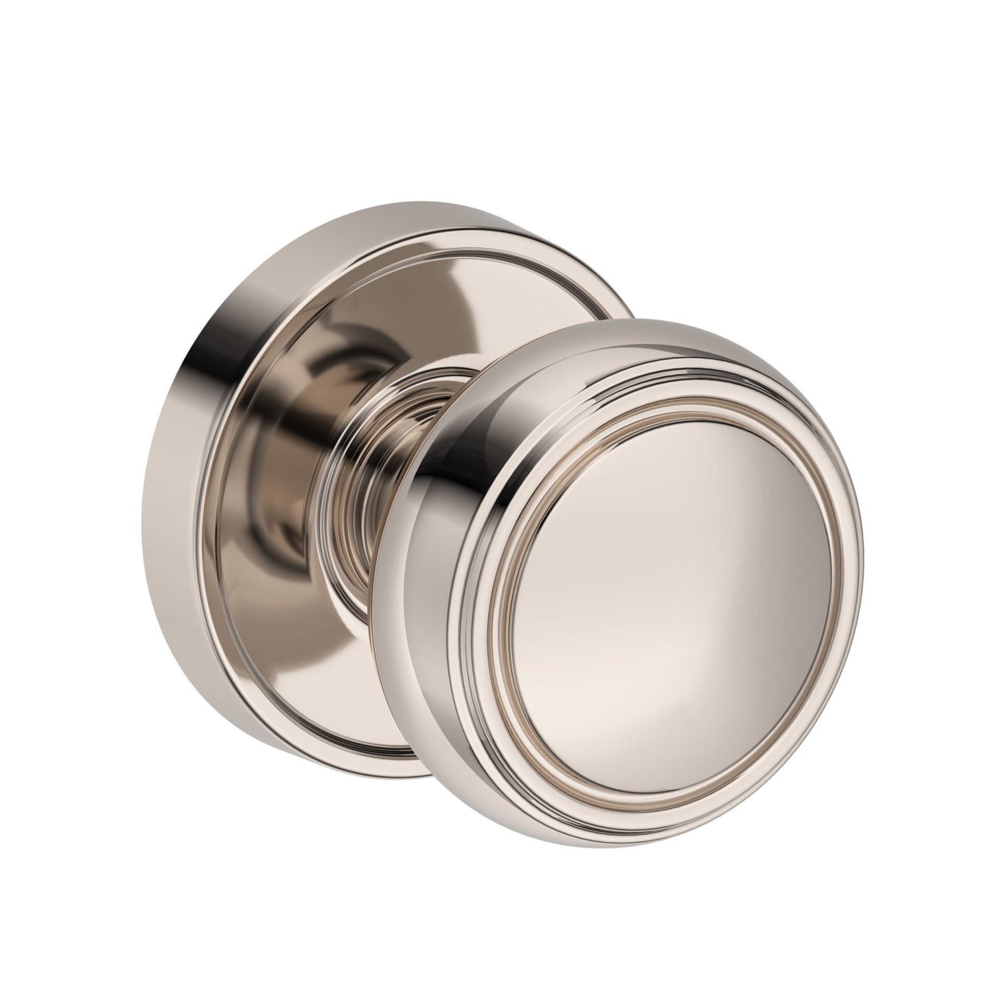 Baldwin Reserve Bremerton Knob, Recessed Round Rose, Lifetime (PVD) Polished Nickel