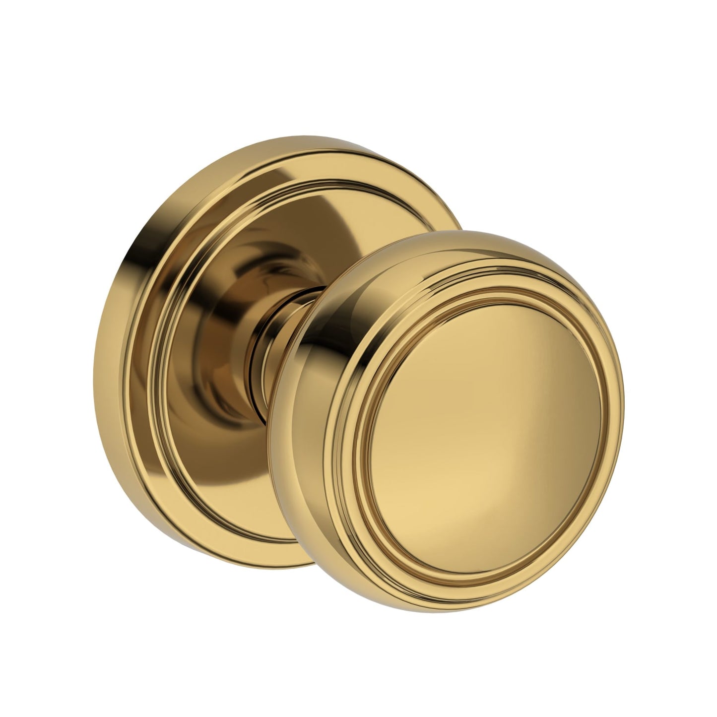Baldwin Reserve Bremerton Knob, Stepped Round Rose, Lifetime (PVD) Polished Brass